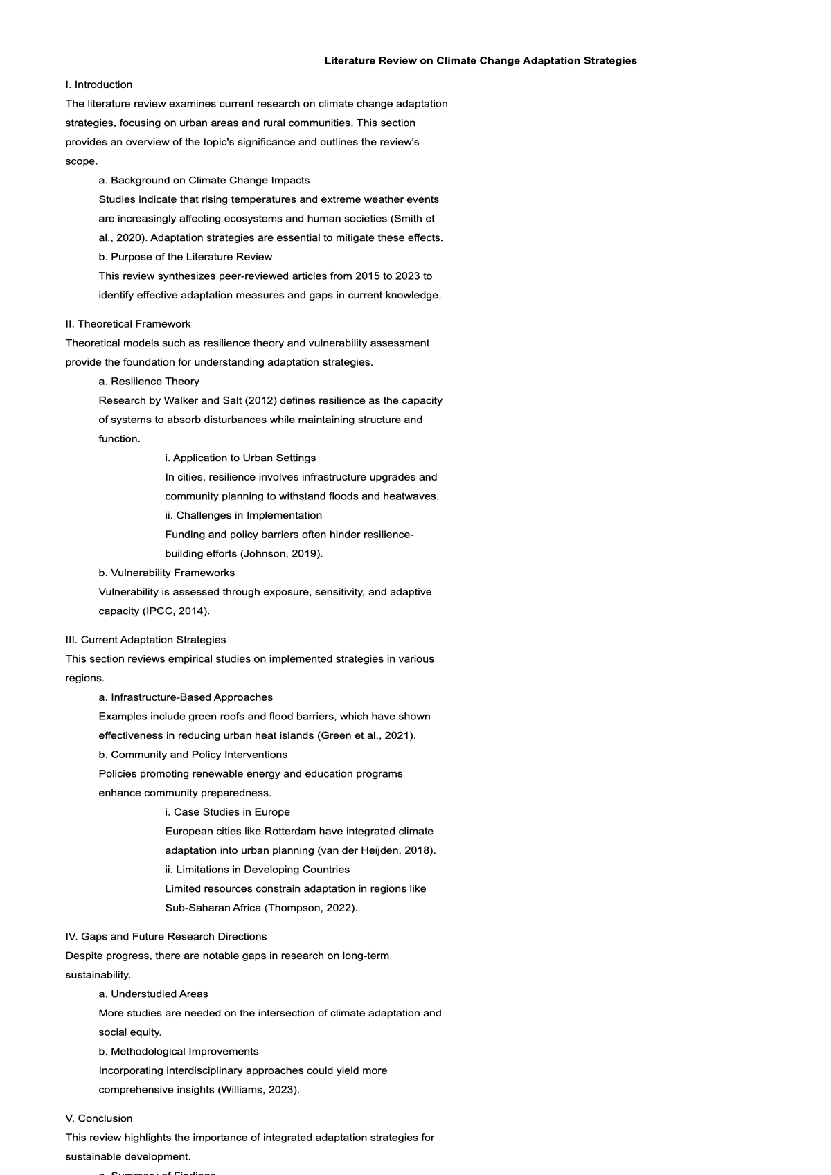 Structured literature review outline with thematic organization and study breakdown_variant_1